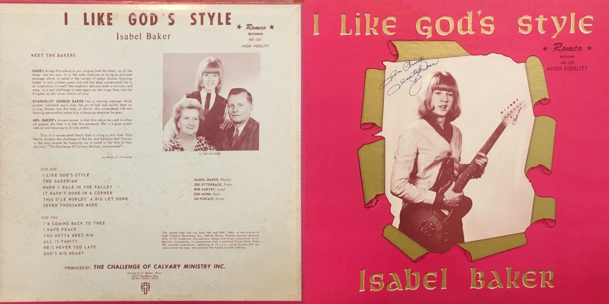 Isabel Baker - I Like God's Style (Romco 1965) LP Back and Front Cover Art