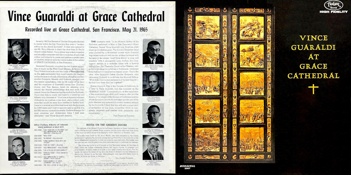 Vince Guaraldi - Vince Guaraldi at Grace Cathedral (Fantasy Records 1965) LP Back and Front Cover Art