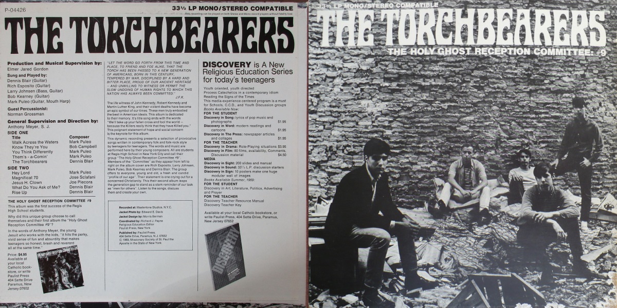 The Holy Ghost Reception Committee: #9 - The Torchbearers (Paulist Press 1969) LP Back and Front Cover Art