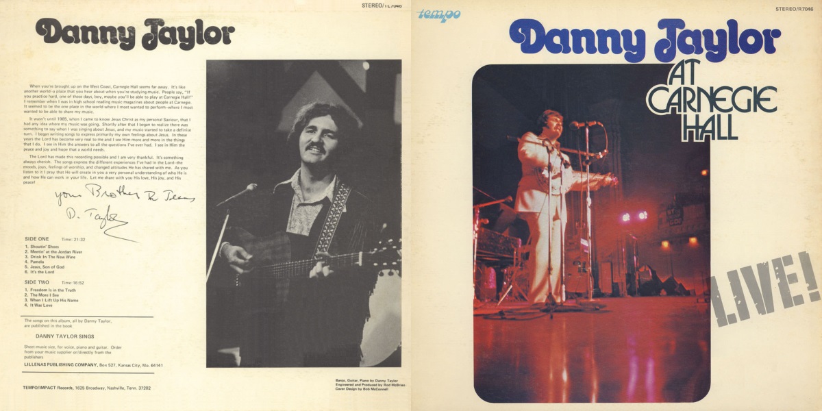 Danny Taylor - Danny Taylor at Carnegie Hall - Live! (Tempo Records 1972) LP Back and Front Cover Art