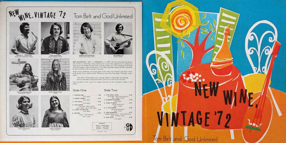God Unlimited - New Wine, Vintage ’72 (GU 1972) LP Back and Front Cover Art