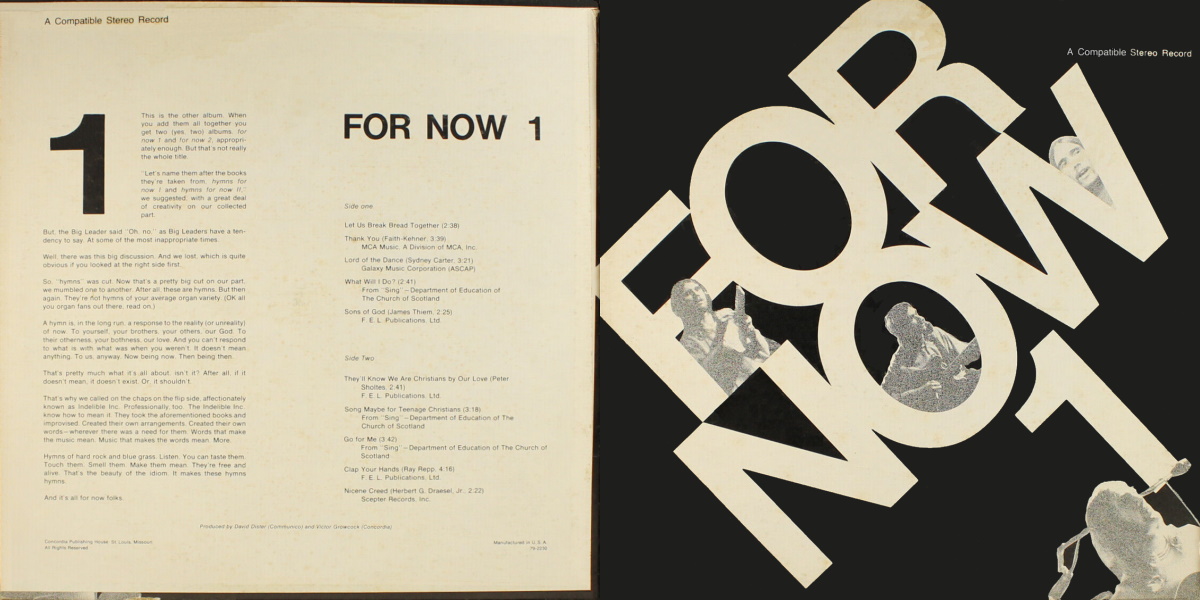 The Indelible Inc. - For Now 1 (Concordia 1972) LP back and Front Cover Art