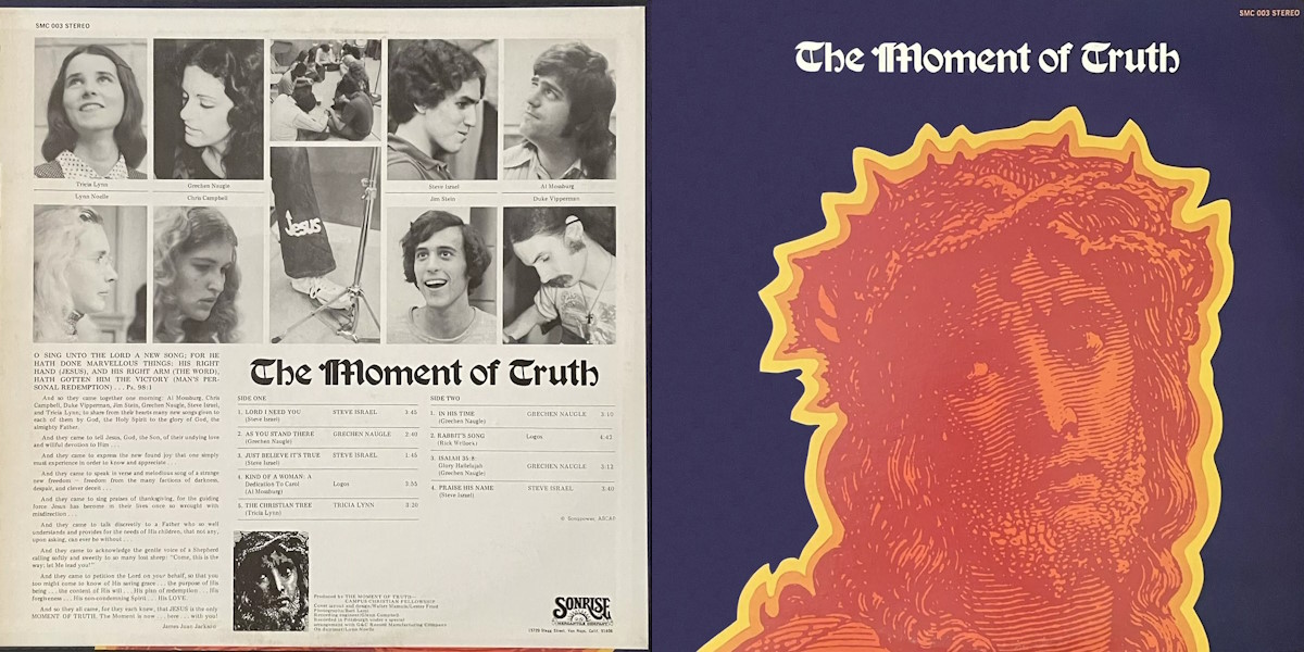 Various Artists - Jesus: The Moment Of Truth (Sonrise Mercantile Company 1974) LP Back and Front Cover Art, 2nd Edition