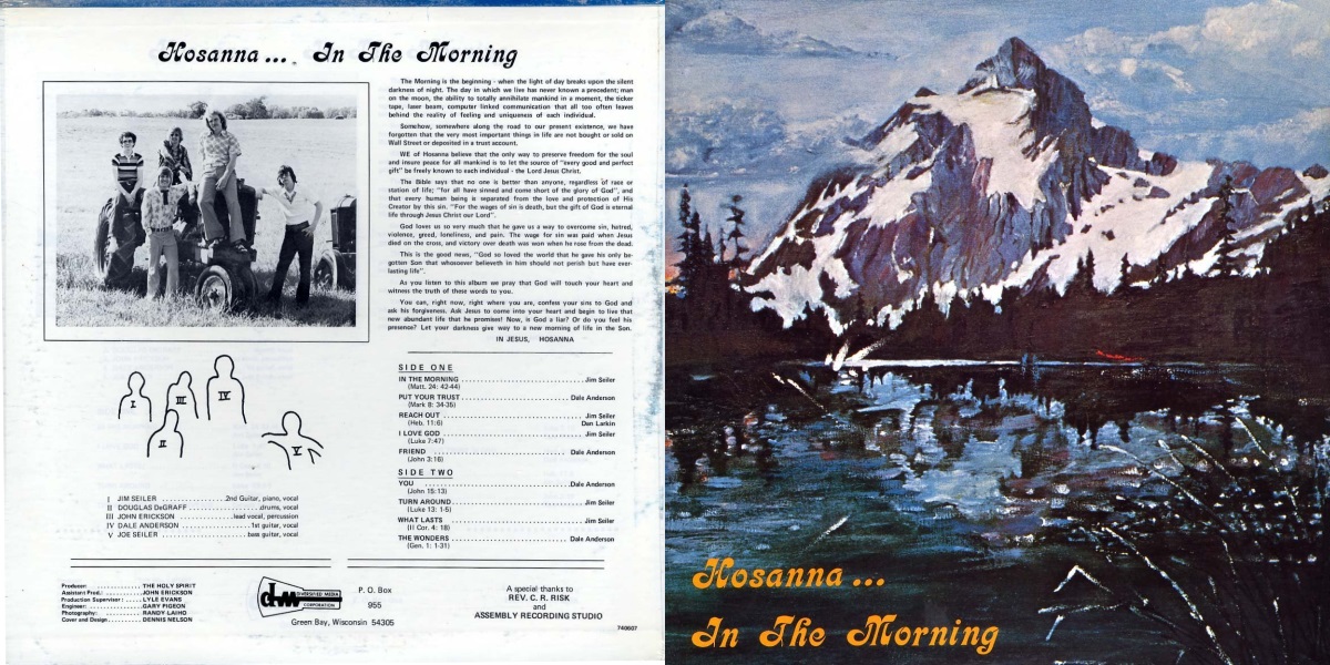 Hosanna - In the Morning (Diversified Media 1974) LP Back and Front Cover Art
