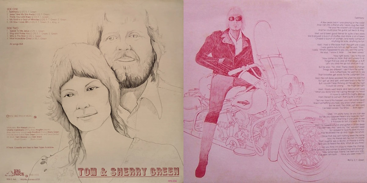 Tom & Sherry Green - Testimony (Big Rock 1974) LP Back and Front Cover Art