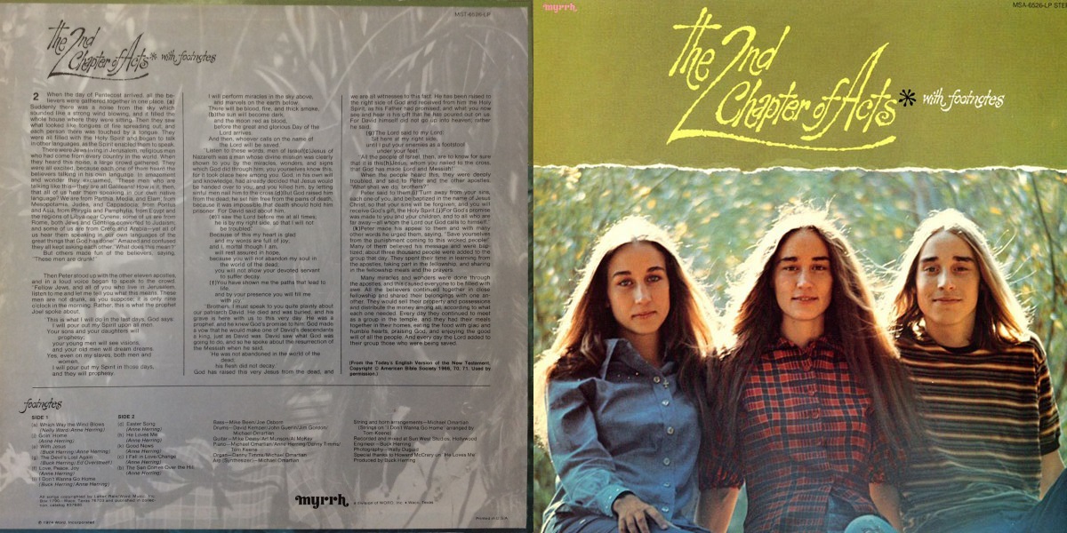 2nd Chapter of Acts - With Footnotes (Myrrh Records 1974) LP Back and Front Cover Art