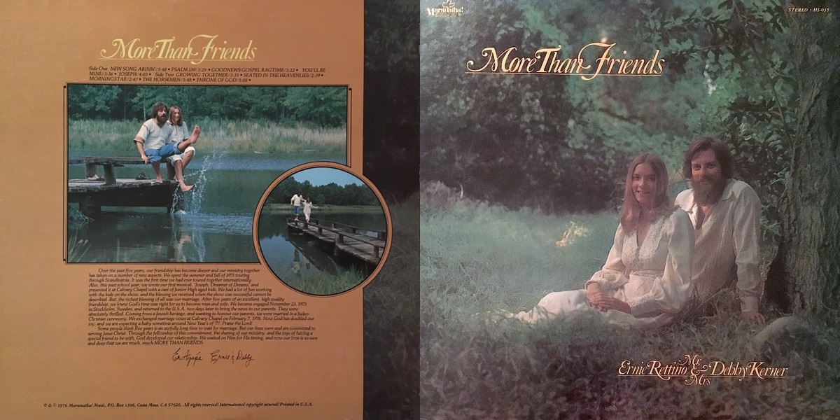 Ernie Rettino & Debby Kerner - More Than Friends (Maranatha! Music 1976) LP Back and Front Cover Art