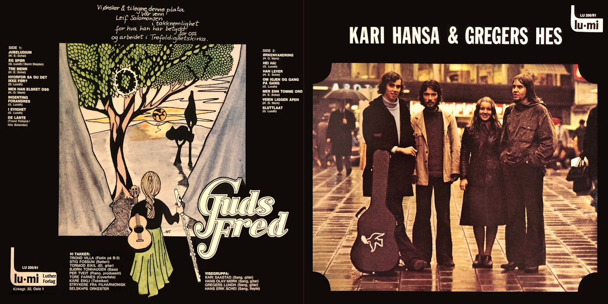 Kari Hansa & Gregers Hes - Guds fred (Lu-Mi 1976) LP Back and Front Cover Art