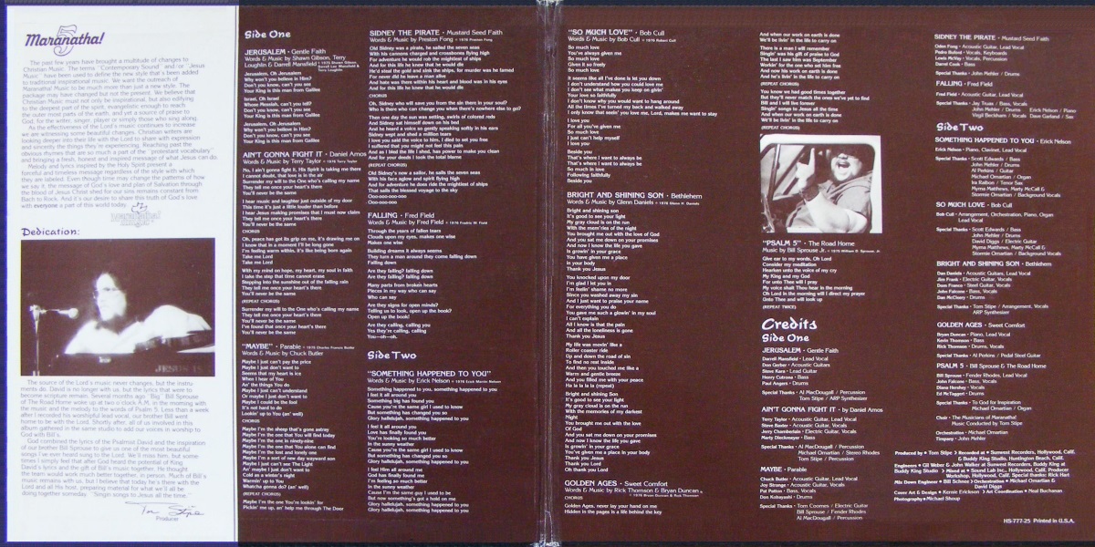 Various Artists – Maranatha! 5 (Maranatha! Music 1976) Inside Gatefold Cover