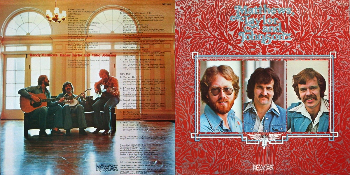 Matthews, Taylor, and Johnson – Matthews, Taylor, and Johnson (NewPax Records 1976) LP Front and Back Cover Art