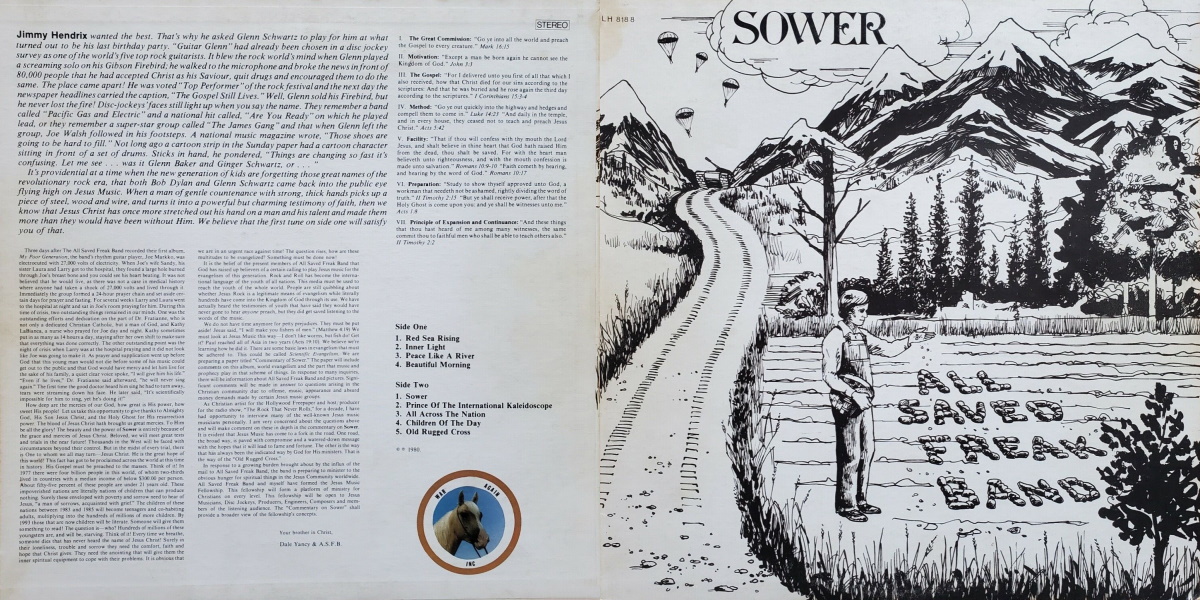 All Saved Freak Band - Sower (War Again 1980) LP Back and Front Cover Art