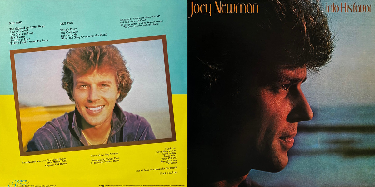Joey Newman - Into His Favor (Azure Records 1980) LP Back and Front Cover Art