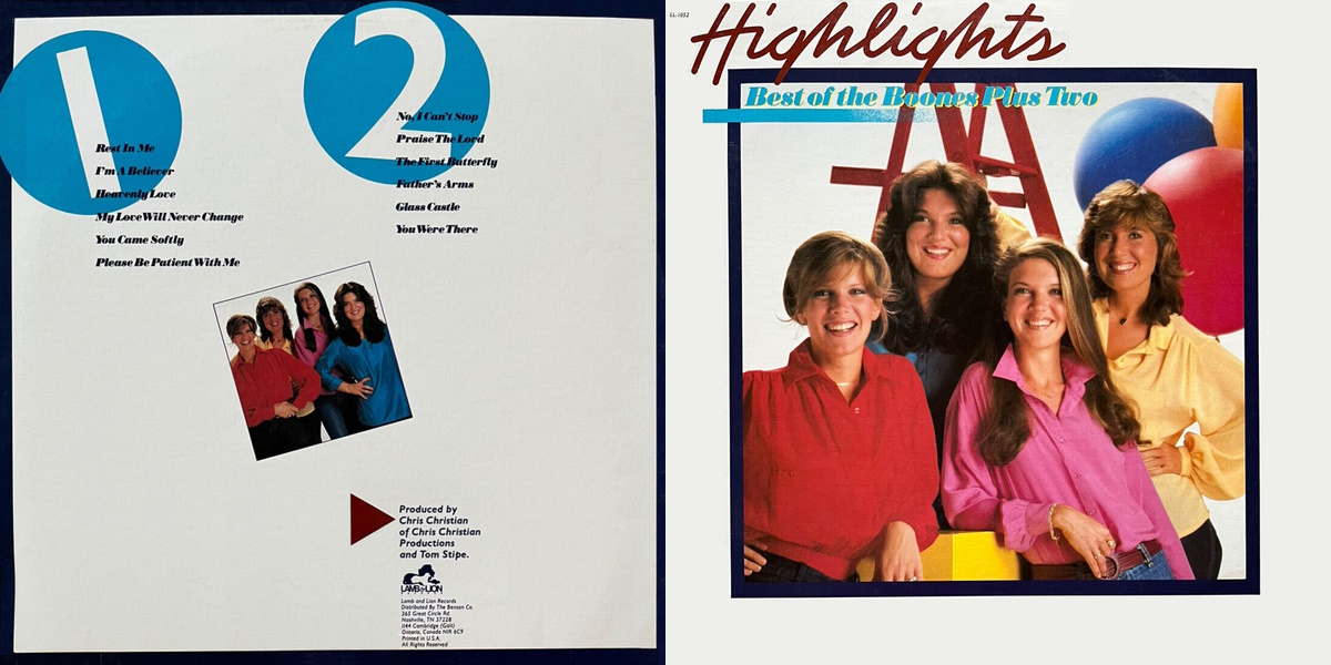 The Boones - Highlights: Best of the Boones Plus Two (Lamb & Lion Records 1980) LP Back and Front Cover Art