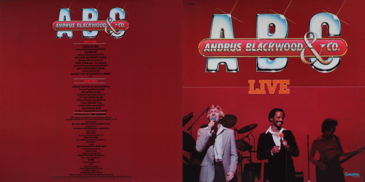 Andrus, Blackwood and Company - Live (Greentree Records 1980) LP Back and Front Cover Art