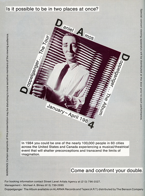 A November 1983 advertisement for the upcoming Doppelganger Tour