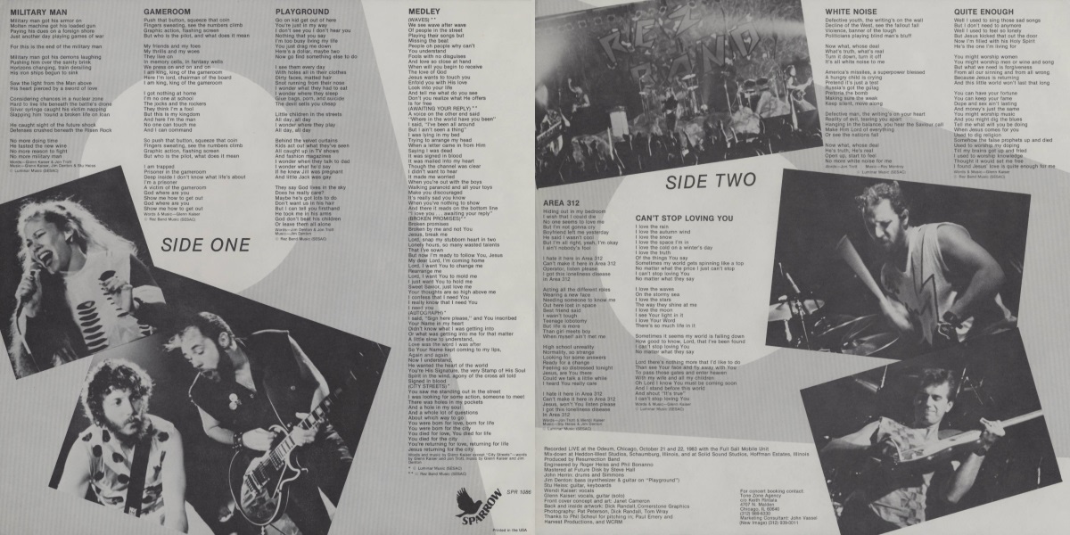 Rez Band - Live Bootleg (Sparrow Records 1984) Lyric Sheet, Back and Front
