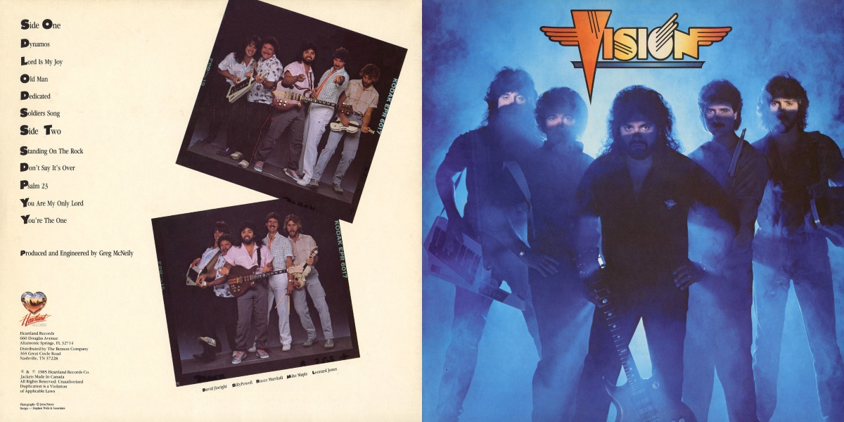 Vision - Vision (Heartland Records 1985) LP Back and Front Cover Art width=