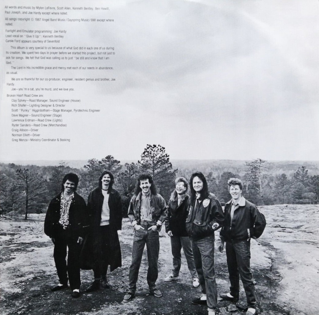 Mylon LeFevre & Broken Heart - Crack The Sky (Myrrh Records 1987) lyric sheet