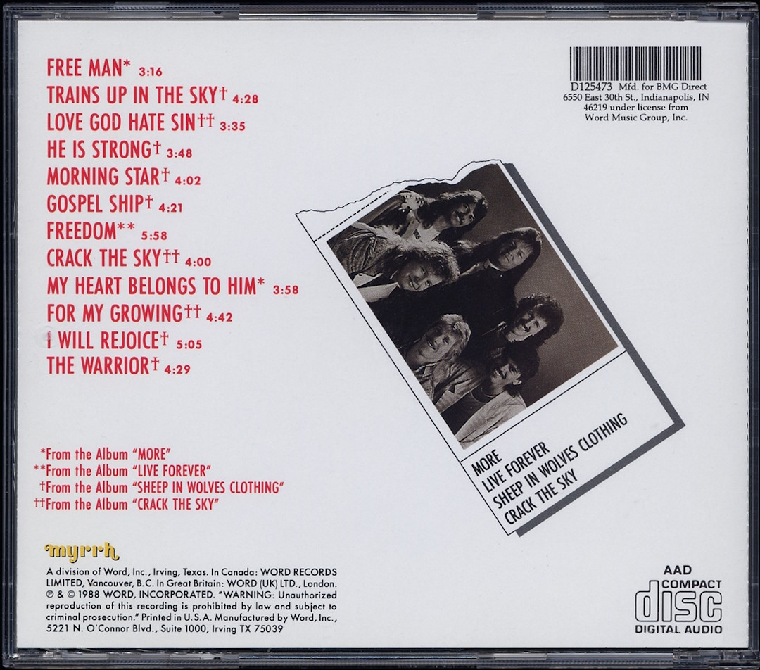 Mylon LeFevre & Broken Heart - Greatest Hits (Myrrh Records 1988) CD back