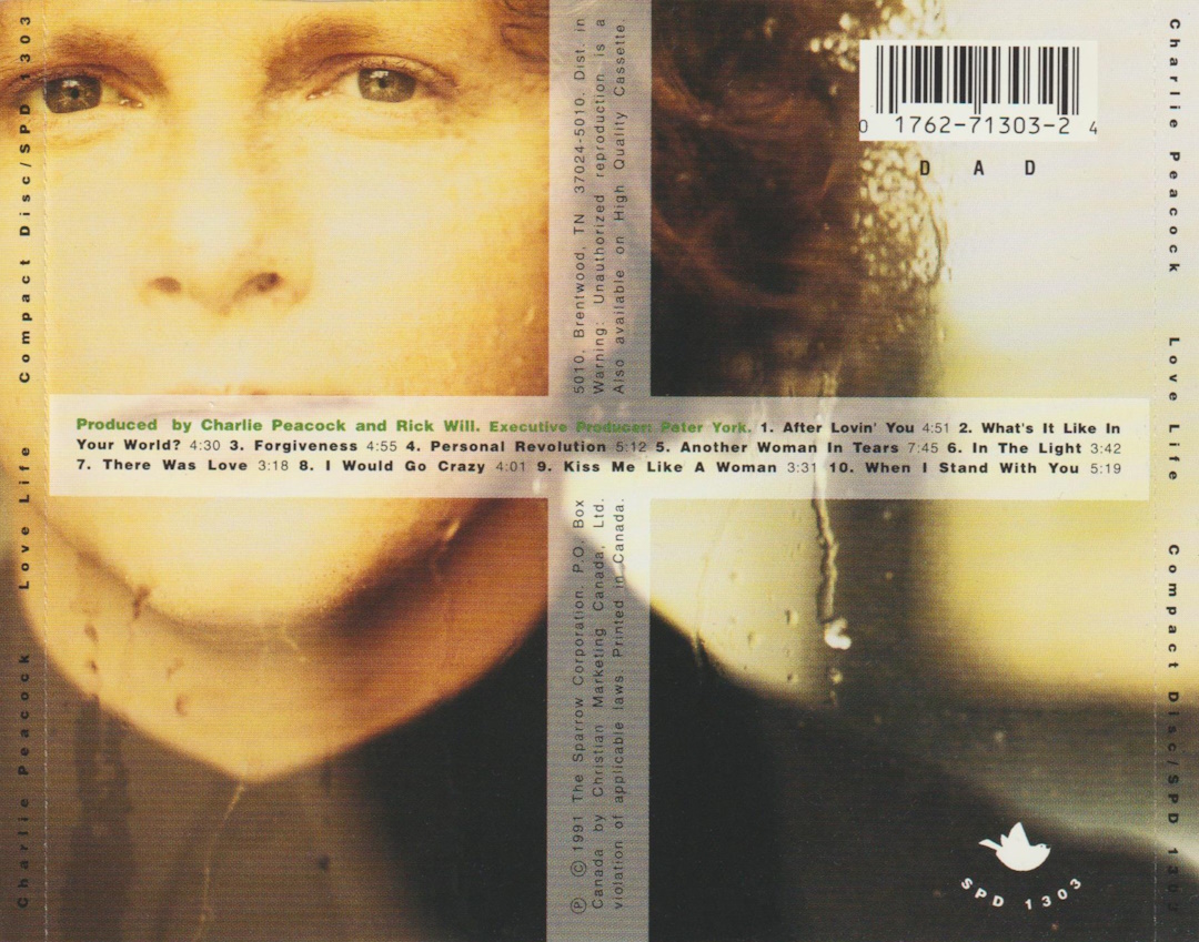 Charlie Peacock - Love Life (Sparrow Records 1991) CD back