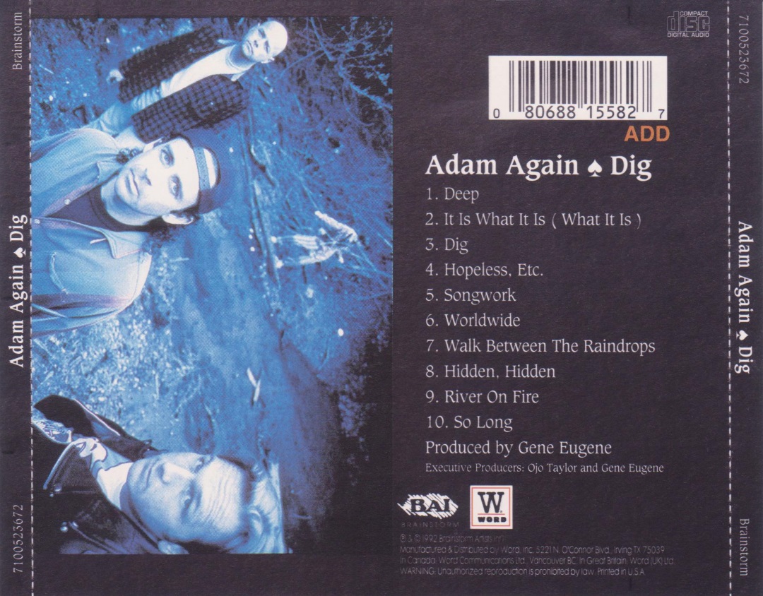 Adam Again - Dig (Brainstorm 1992) CD Back