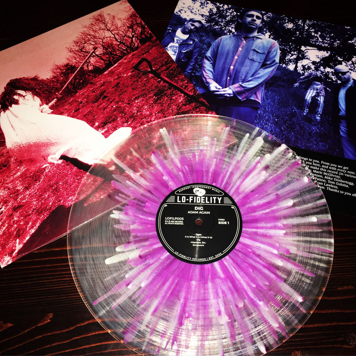 The 2015 Lo-Fidelity Records vinyl edition of Dig, the Adam Again album originally released on CD by Brainstorm in 1992. The Heavy Splatter pressing.