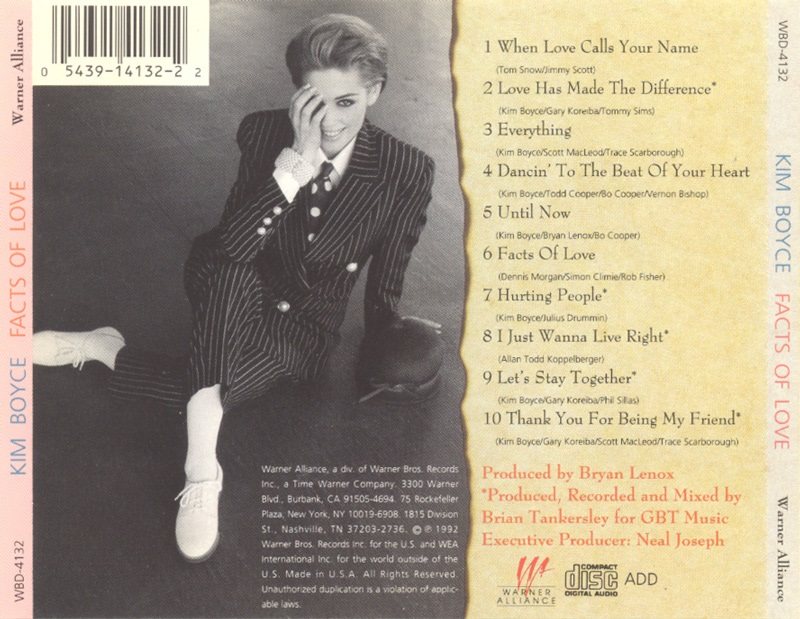 Kim Boyce - Facts of Love (Warner Alliance 1992) CD Back