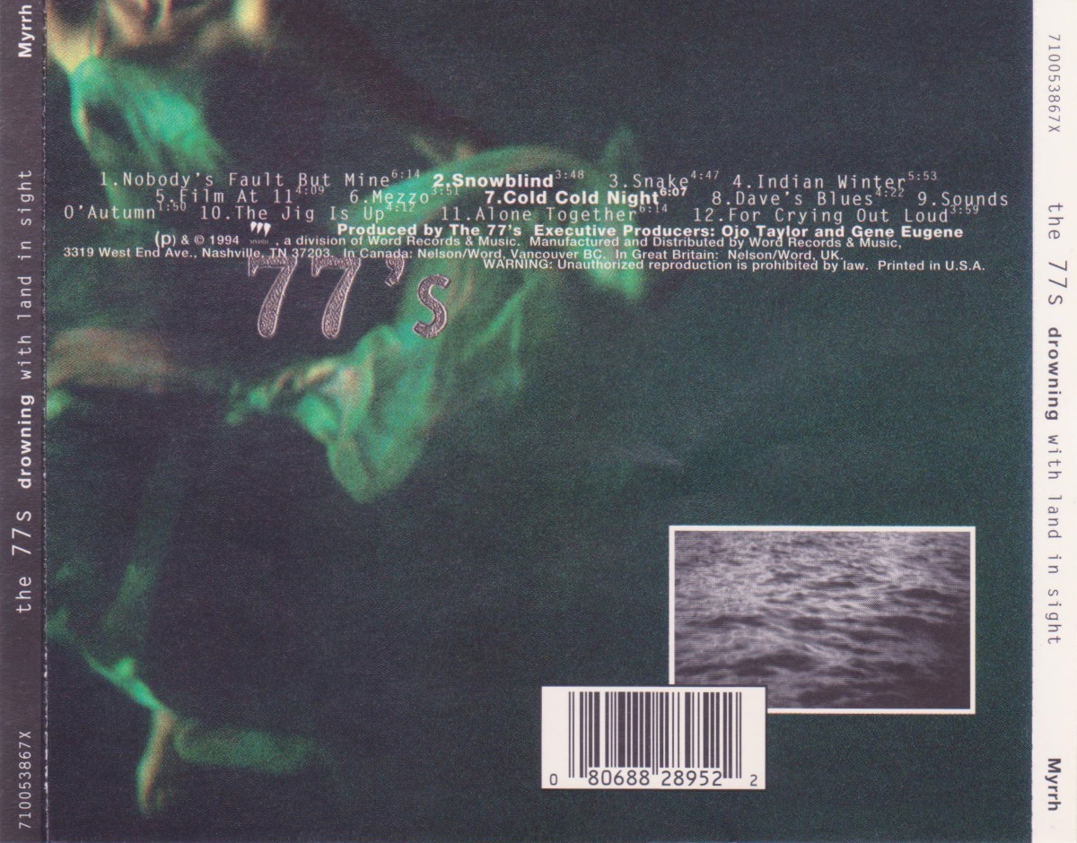 The Seventy Sevens - Drowning With Land in Sight (Myrrh Records 1994) CD back
