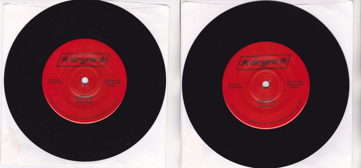 Dryve - Nervous + Television 7-inch single (independent 1995) Vinyl Single Back and Front