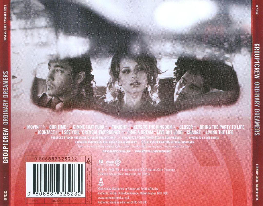 Group 1 Crew - Ordinary Dreamers (Fervent Records 2008) CD Back