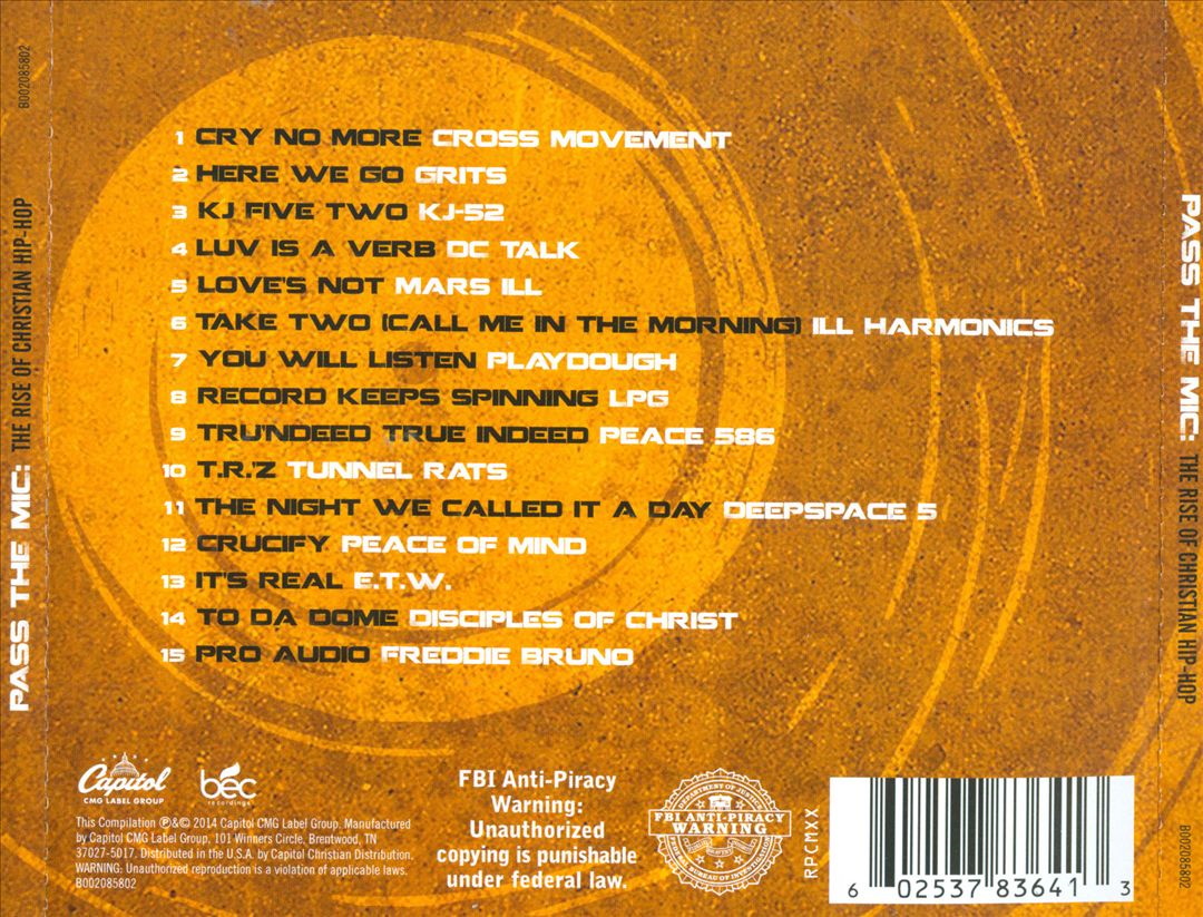 Various Artists - Pass the Mic: The Rise of Christian Hip-Hop (BEC Recordings 2014) CD back