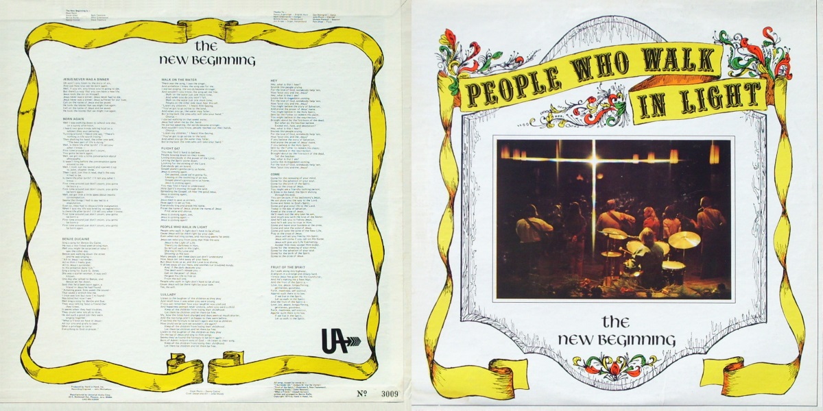 The New Beginning - People Who Walk in Light (Universal Audio Recording 1974) LP Back and Font Cover Art