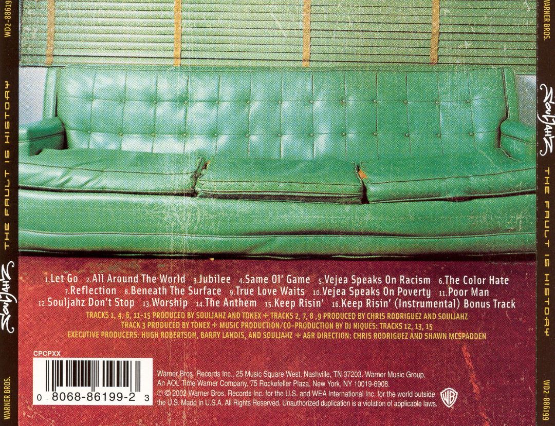 Souljahz - The Fault Is History (Warner Bros. Records 2002) CD back