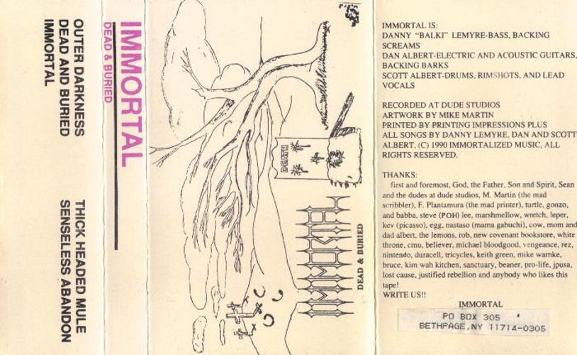 Immortal - Dead & Buried (independent 1990) inlay