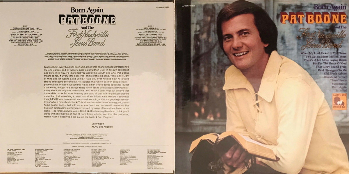 Pat Boone and The First Nashville Jesus Band - Born Again (Lamb & Lion Records 1973) LP Back and Front Cover Art