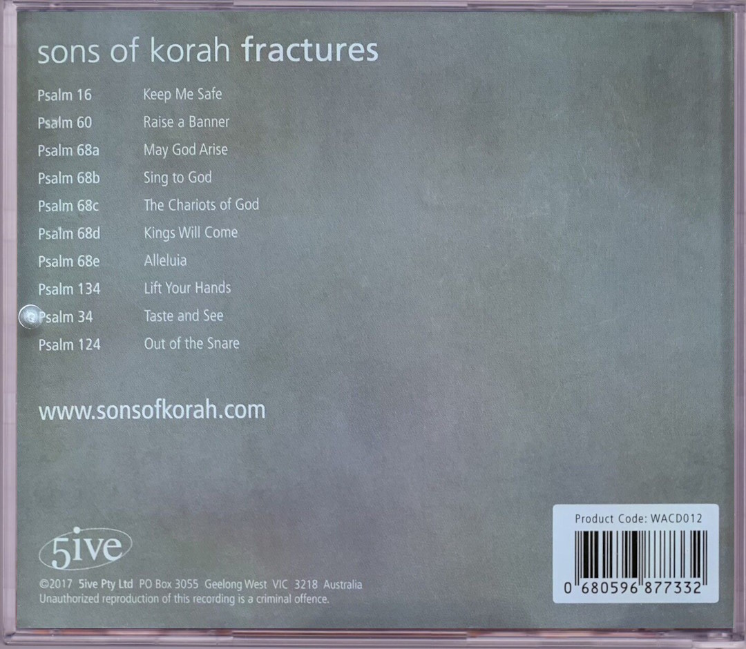 Sons of Korah - Fractures (5ive 2017) CD back