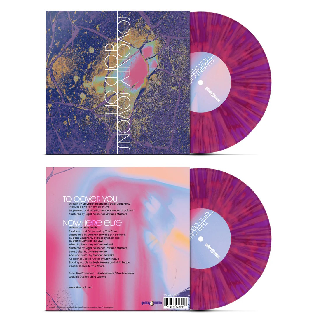 The Seventy Sevens + The Choir - To Cover You + Nowhere Else (Galaxy21 Music 2024) 7-inch Split Single, Pressed on Colored Vinyl