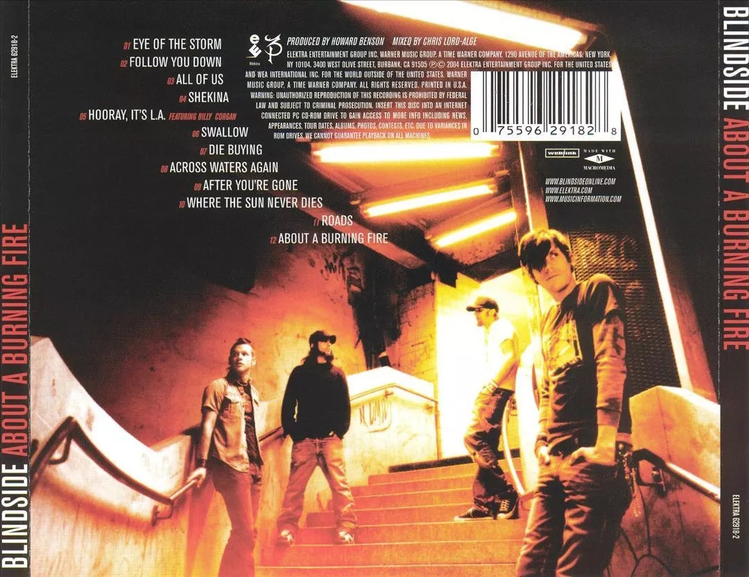 Blindside - About A Burning Fire (Elektra 2004) CD-back