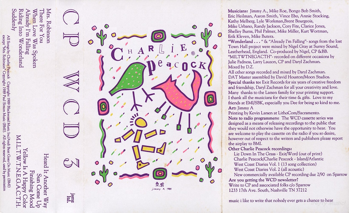 Charlie Peacock - West Coast Diaries Vol. 3 (JAMZ Ltd. 1989) cassette inlay