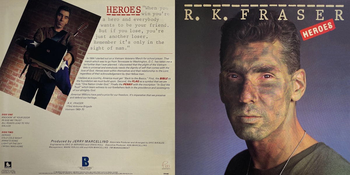 R.K. Fraser - Heroes (Bright Star Records 1985) LP Back and Front Cover Art