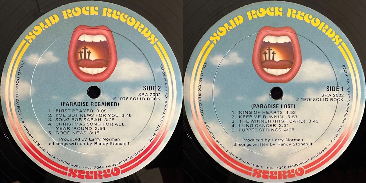 Randy Stonehill - Welcome to Paradise (Solid Rock Records 1976) LP Back and Front Cover Art