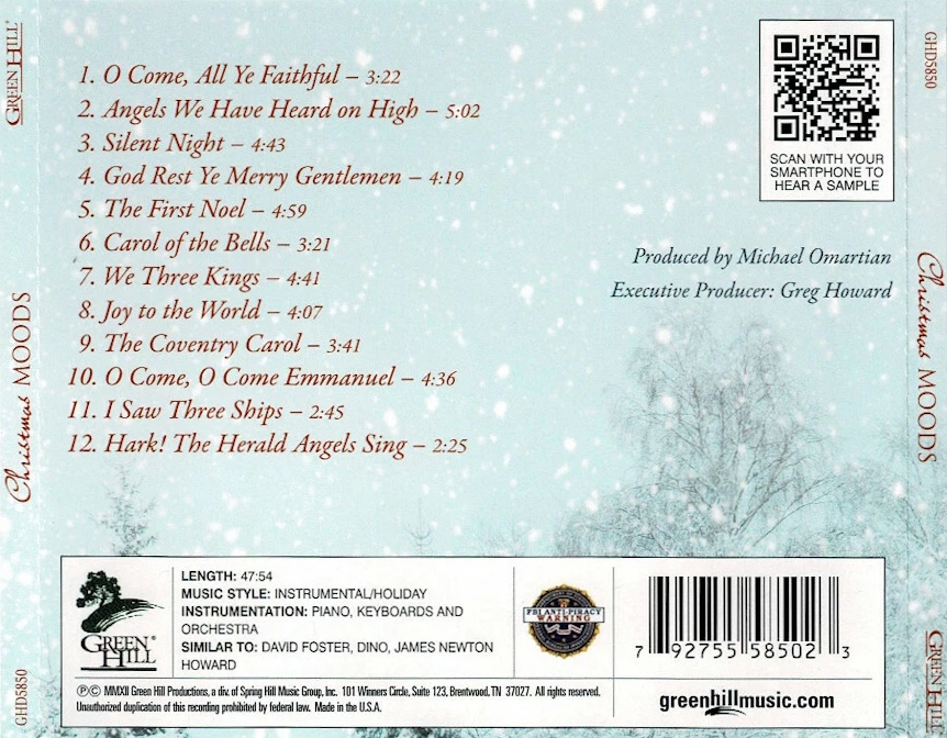 Michael Omartian - Christmas Moods (Green Hill 2012) CD back
