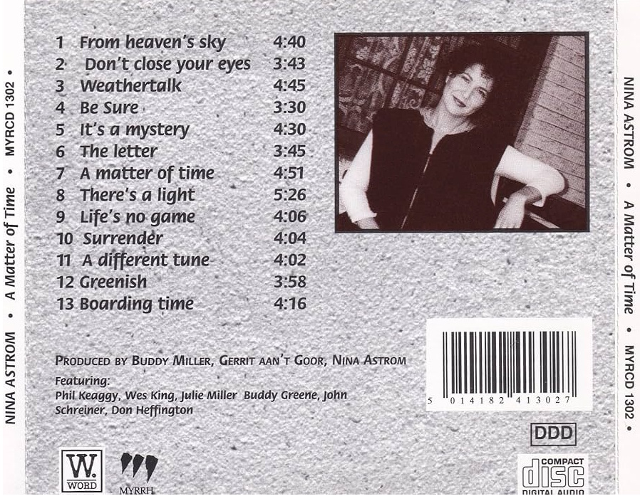 Nina Åström - A Matter of Time (Myrrh Records 1993) CD back