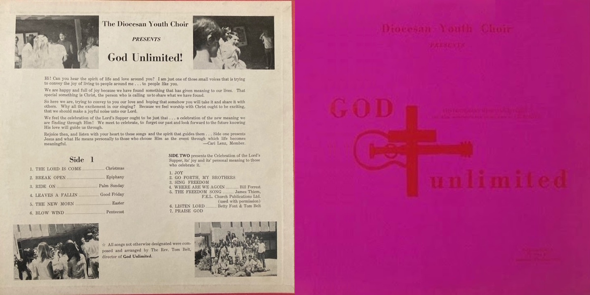 Diocesan Youth Choir presents God Unlimited Directed by Father Thomas Belt - God Unlimited! (independent 1968) LP Back and Front Cover Art