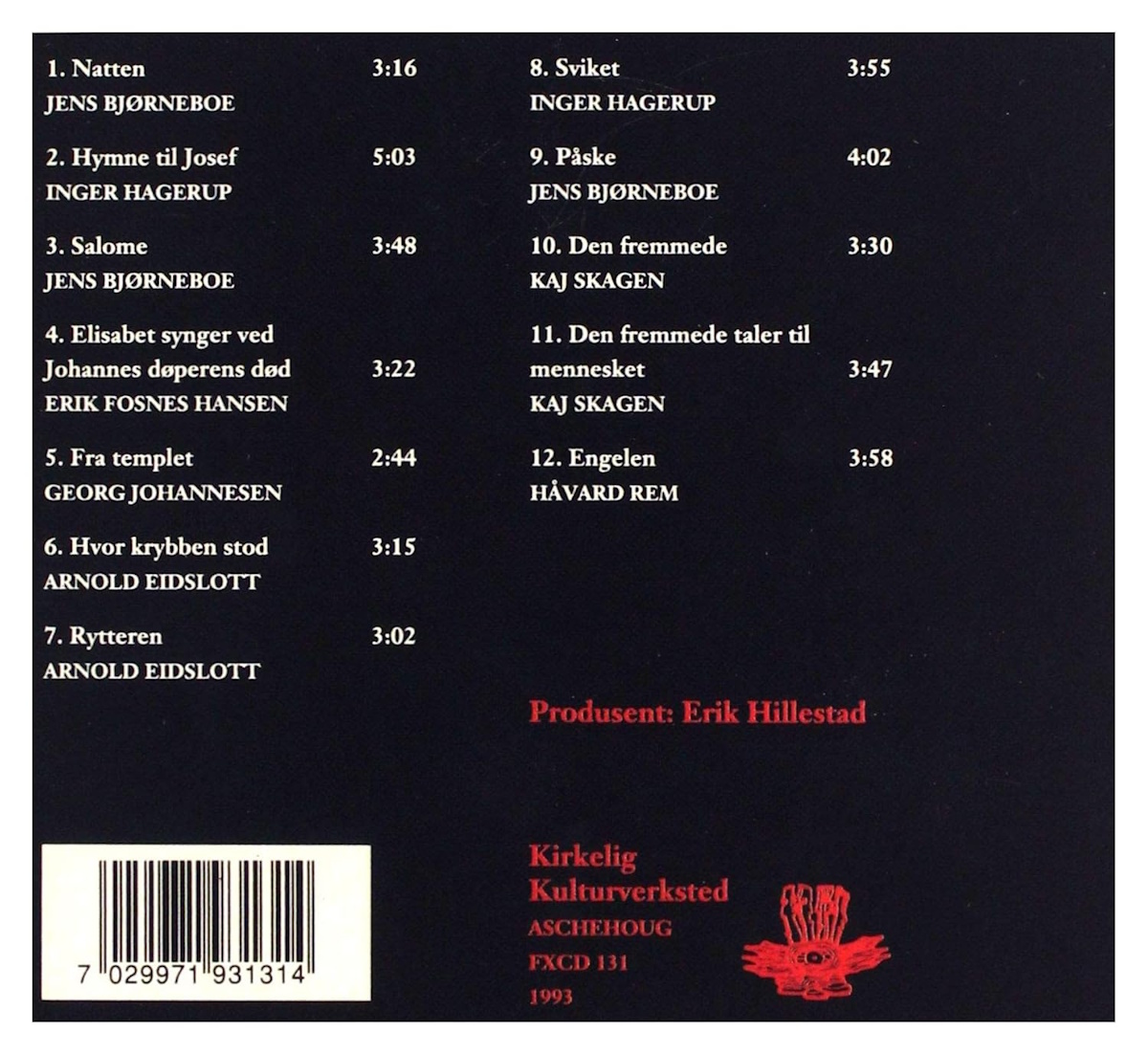 Morten Harket - Poetenes evangelium (Kirkelig Kulturverksted 1993) CD back