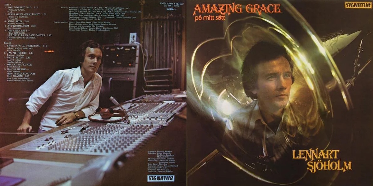 Lennart Sjöholm - Amazing Grace på mitt sätt (Signatur 1975) LP Back and Front Cover Art