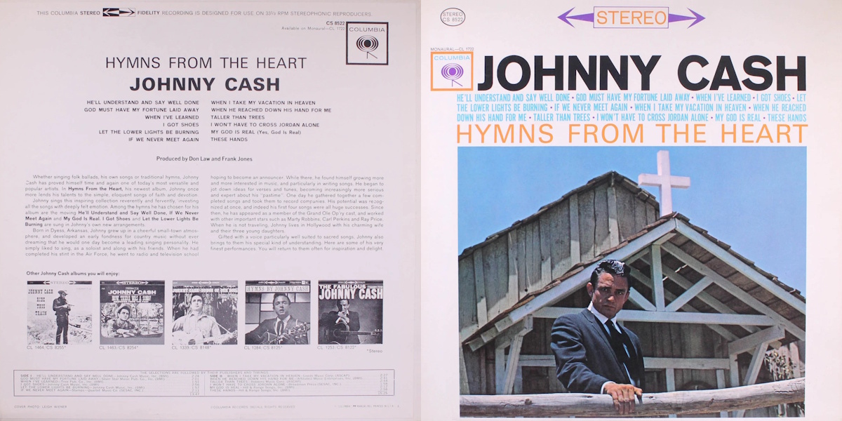 Johnny Cash - Hymns from the Heart (Columbia Records 1962) LP Back and Front Cover Art