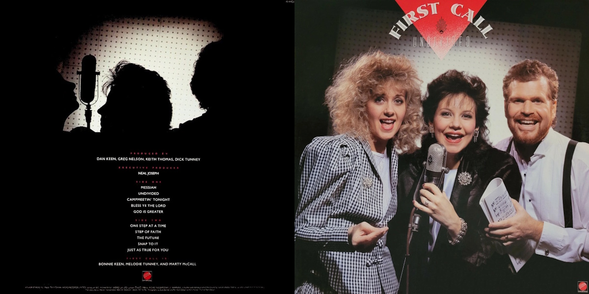 First Call - Undivided (DaySpring Records 1986) LP Back and Front Cover Art