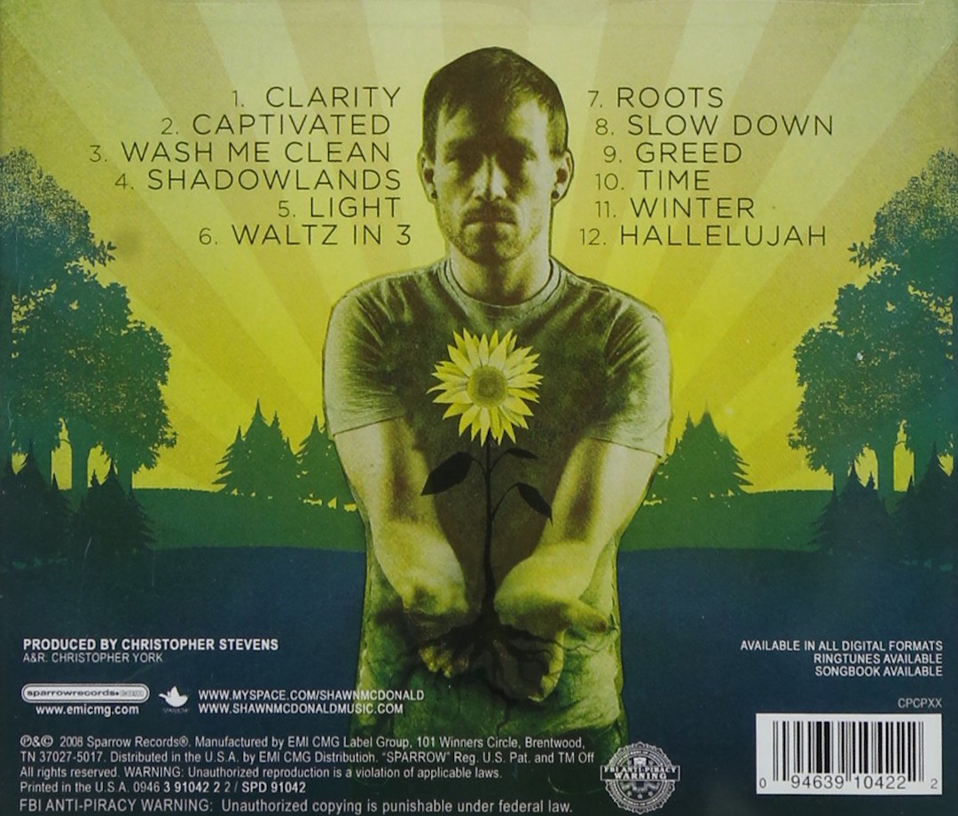 Shawn McDonald - Roots (Sparrow Records 2008) CD back