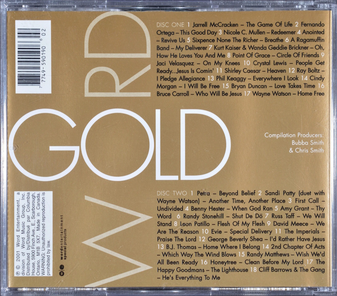 Various Artists - Word Gold: Five Decades of Hits (Word Entertainment 2001) CD back